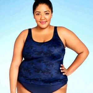 All in Motion Blue Swim Tankini Top